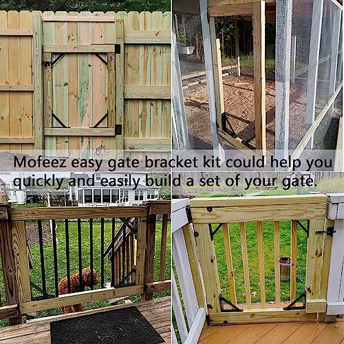 Mofeez Fence Gate Kit Iron Gate Hardware with Gate Latch for Wooden Fences Shed Doors Heavy Duty Anti Sag Gate Corner Brace Bracket (Pack of 2) - size: Set of 1 (Pack of 2)