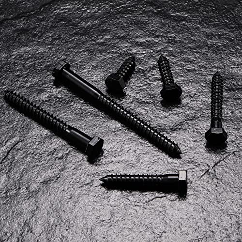 1/2" x 2" Hex Head Lag Screws Bolts 20Pcs 304 Stainless Steel 18-8, Partial Thread, Hexagon Head Wood Screws by Black Oxide by SG TZH - size: 1/2" x 2"