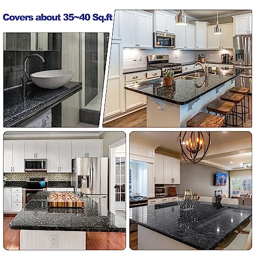 GLAINTE Epoxy Countertop Paint Kit - Black Granite Refinishing Paint - color: B2.Epoxy Granite-Black/Gold