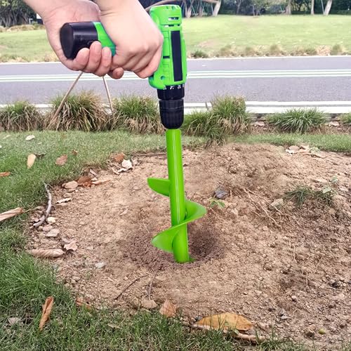Auger Drill Bit for Planting - 4"X16" Heavy-Duty Garden Auger Spiral Drill Bit - Bulb Planter Tool & Auger Post Hole Digger - 3/8" Hex Drive Drill - size: 4"x16"(Green)