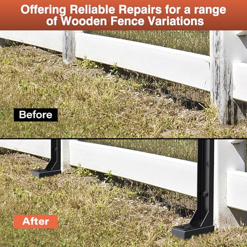 4pcs Fence Post Repair Kit,Fix Broken Wood Support. - color: 4 Pack Black