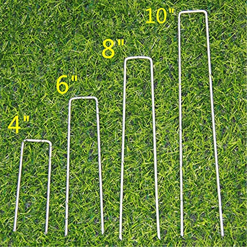50 Pack 8 Inch 11GA(0.12inch) Galvanized Landscape Staples Garden Stakes Fence Netting Pins Ground Spikes Sod Cover Fabric Pegs - size: 8"x1" 11GA Galvanized 50Pack