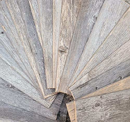 Rockin' Wood Real Wood Nail Up Application Rustic Reclaimed Naturally Weathered Barn Wood Accent Paneling Board Planks for Home Walls (10 Square feet) - size: 10 Square Feet