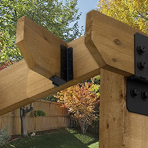 OZCO Ironwood Adjustable Joist Hanger Flush Connectors, 8" - 10", Steel, Powder Coated Finish, Black, 4 Pieces - size: 4 Pack, style: Ironwood 4" x 8"-10"
