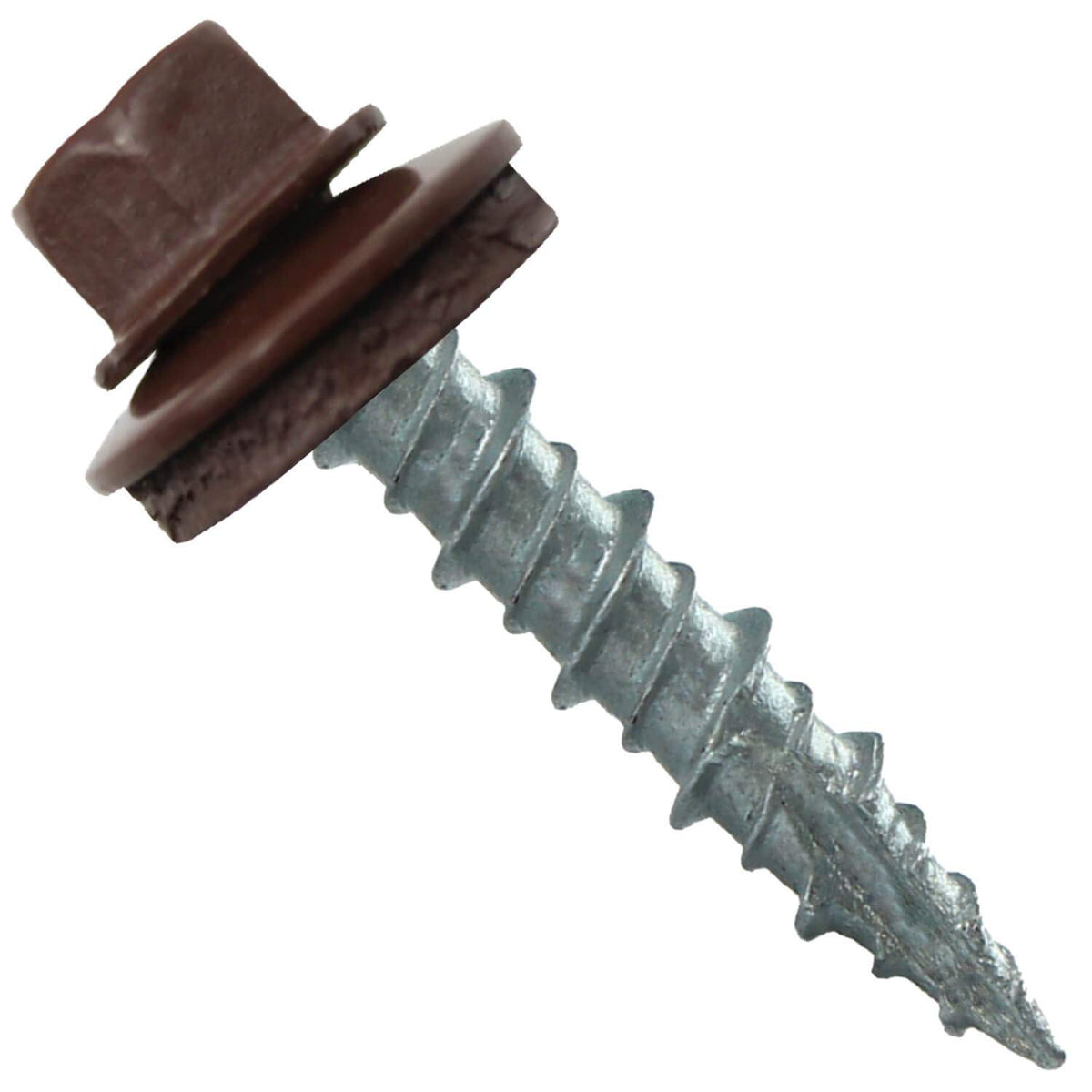 10 x 1 Brown Metal Roofing Screws - Hex Washer Head- Self-Starting/Tapping - EPDM Washer. 1 Bag - 250 Screws - color: BROWN, size: 1"