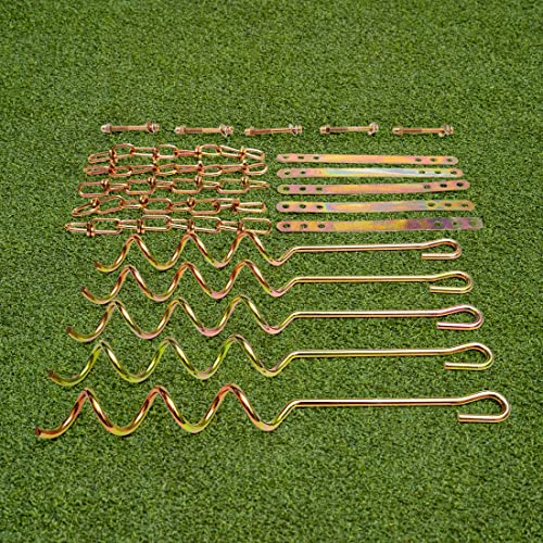 Sportspower MSC-5672 Deluxe Corkscrew 5-Piece Metal Ground Anchor Hardware Kit for Swing Sets and Trampoline - Gold