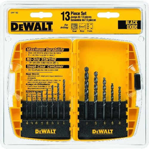 DEWALT Black Oxide Drill Bit Set with Pilot Point, 13-Piece (DW1163) - size: 13 Pieces