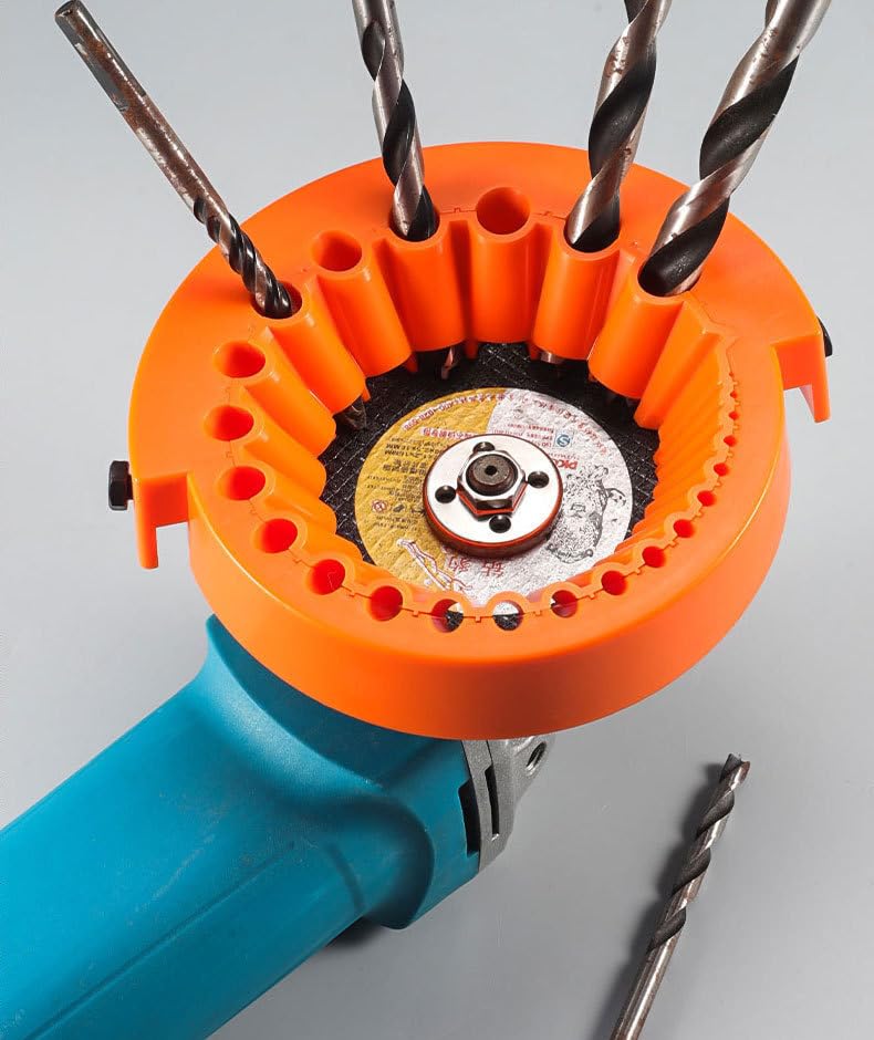 Drill Bit Sharpener Attachment for Angle Grinder, 25-Hole Multi-Size Drill Bit Sharpening Tool, Portable Drill Bit Grinding Jig, Restore Dull Bits Fast, Heavy Duty Plastic Sharpener Guide