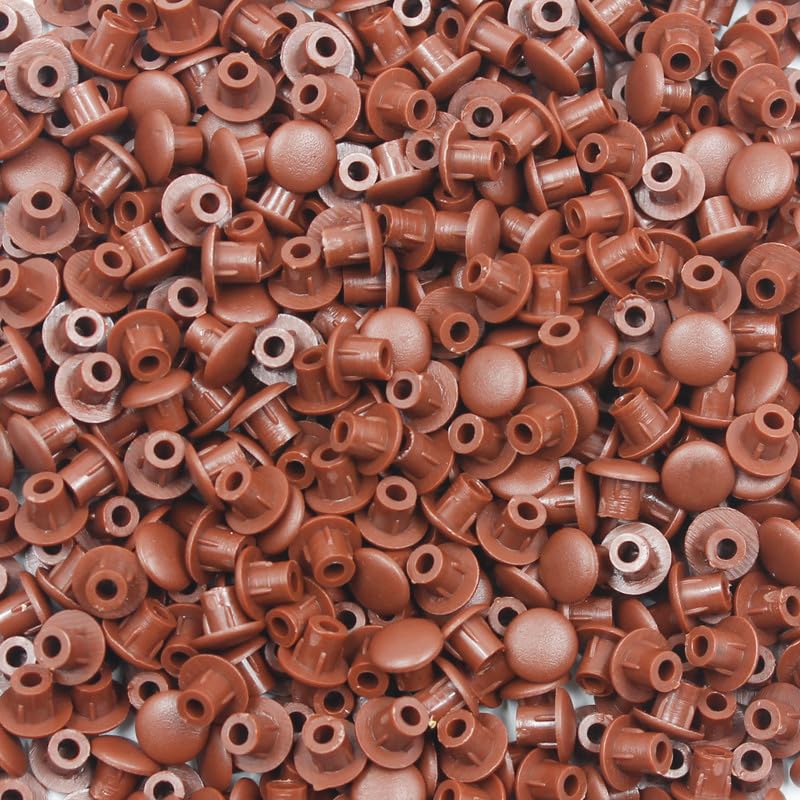 500Pcs 3/16" Plastic Hole Plugs, Screw Cap Round Button Plug - color: Red Brown, size: 500pcs*0.19"(5mm)