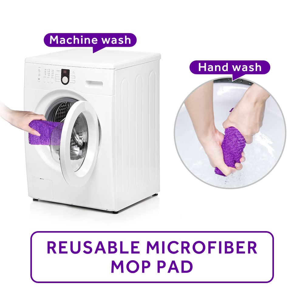 16.5" Microfiber Mop Pads Refills, 3 Pack Reusable Replacement Heads - color: 16"purple*3