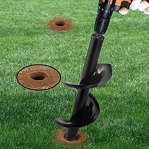 Auger Drill Bit for Planting Ruooson 3.7X11.8 in Garden AugerSpiral, Easy Planter Rapid Planter Plant for 3/8" Hex Drive <1Pcs>. (3.7x11.8 in) - size: 3.7x11.8 In