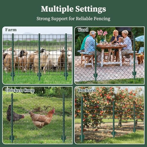 Metal Fence Posts Heavy Duty U-Post Stakes for Wire Fencing, 3 FT Green - color: Green, size: 3FT-10P