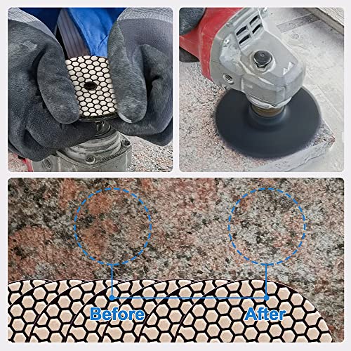 Dry Diamond Polishing Pads - 8pcs 5 inch (#50x3,#100x2,#200x1,#400x1,#800x1) Sanding Pads Kit for Granite Marble Ceramic Used on Angle Grinder or Polisher - size: 5inch / 125MM, style: MIX2