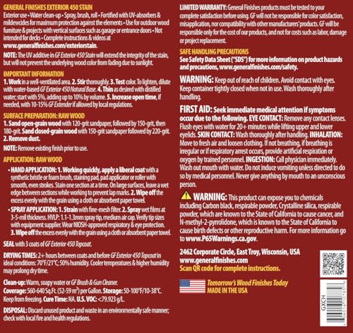 General Finishes Exterior 450 Water Based Wood Stain, 1 Gallon, Chestnut - color: Chestnut, size: 1 Gallon