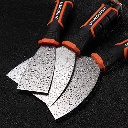 VANQUISH Stainless Steel Putty Knife 1 Inch Scraper with Soft Grip Handle and Metal Hammer End (3560) - size: 1 Inch