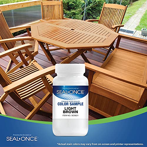 SEAL-ONCE Color Sample Semi-Transparent Wood Stain, Light Brown, 4 oz - color: Light Brown
