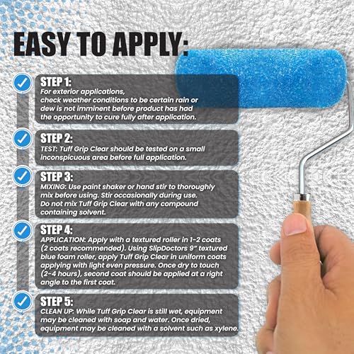 Tuff Grip Clear Non-Skid Paint for Ramps, Floors, Decks & Stairs – Textured Anti-Slip Grip Coating for Slip Resistant Traction (One Pack) - color: Clear