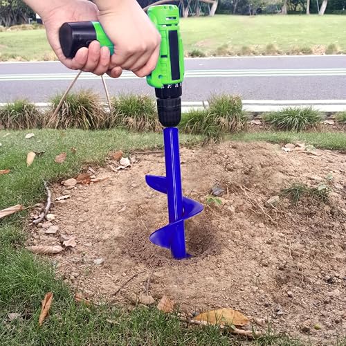 Auger Drill Bit for Planting - 3.5"X16" Heavy-Duty Garden Auger Spiral Drill Bit - Bulb Planter Tool & Auger Post Hole Digger - 3/8" Hex Drive Drill - size: 3.5"x16"(Blue)