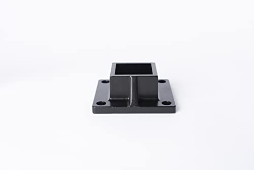 Floor Mount Post Plange for 2" Square Fence Post and Deck Railing, Heavy Duty, Aluminum,Black - size: 2" post flange