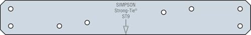 Simpson Strong-Tie ST9 ST 9 in. 16-Gauge Galvanized Strap Tie (Pack of 100)