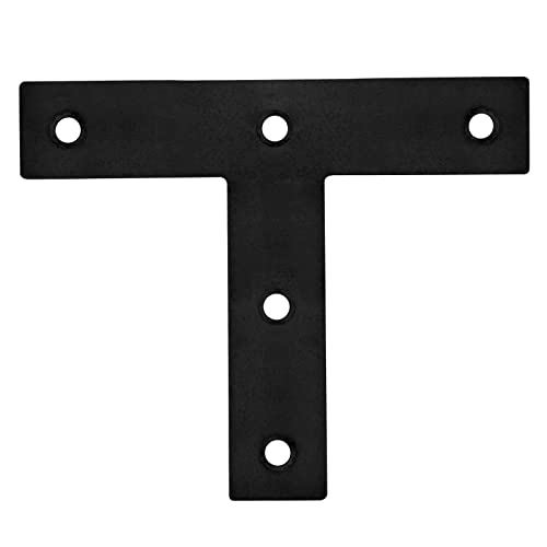 6 Pack T Strap Plate, 7" x 6-3/8" Black Flat Mending Bracket for Wood