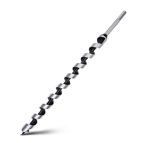 0.98 x 23.6 Auger Drill Bit for Wood,25x600mm Hex Shank Ship Auger Bit - size: 0.98 in x 23.6 in