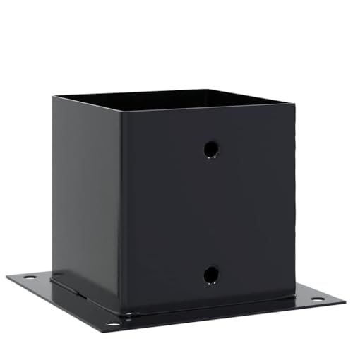 Post Bases Square 4 Pcs Anthracite 5.55 x 5.55 Inch 6x6 Post Base Bracket Powder-Coated Steel Heavy Duty Fence Post Anchor for Gazebo Deck Porch and Stair Railing Support - color: Anthracite, size: 5.55 x 5.55" (L x W)