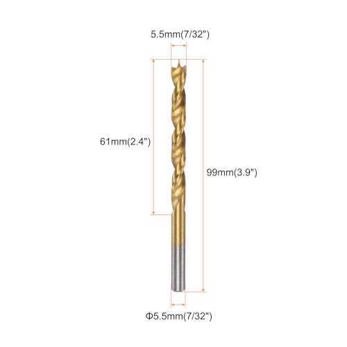 HARFINGTON 3pcs Brad Point Drill Bit 5.5mm/7/32 Dia Straight Round Shank - size: 5.5mm