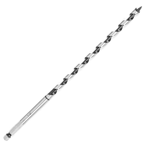 1/4 Inch x 9 Inch Auger Drill Bit for Wood,1/4 Inch Hex Shank - size: 1/4" x 9"