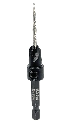 FTG USA #4 (7/64") Countersink Drill Bit for Wood with Tapered Drill Bit - size: #4, style: w/o Depth Stop