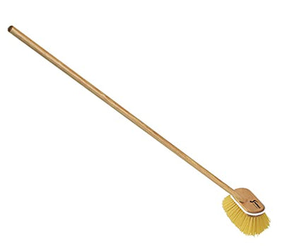 Shurhold Marine Mate 6" Deck Brush with Handle Shurhold Brush on 48" Wooden Handle, Perfect for Under-Gunnel Storage - Medium Bristle