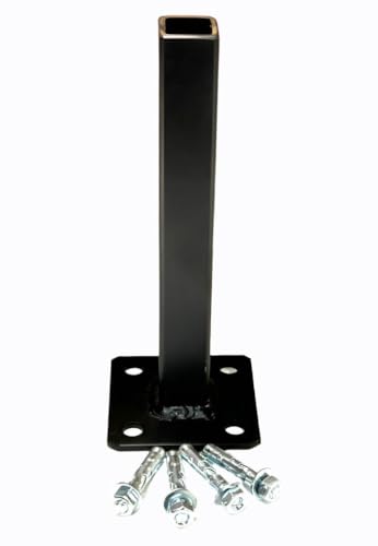 Weld-On Repair for 1" Outdoor Rusty Iron Stair Railings Post Base 8" Handrail Brackets, Square Metal Posts,3 inch Plates Solid Sq. & Tube-Broken Out of Cement Black Paint w Bolts