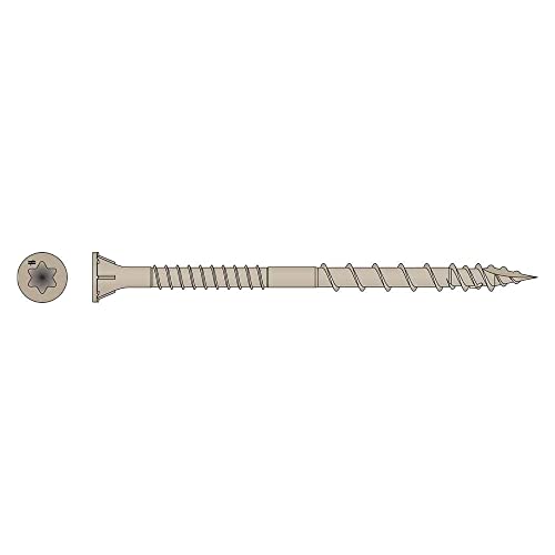 Simpson Strong-Tie DSVT3R1LB Deck-Drive DSV Wood Screw — #10 x 3 in. T-25, Flat Head, Quik Guard, Tan (1 lb.)