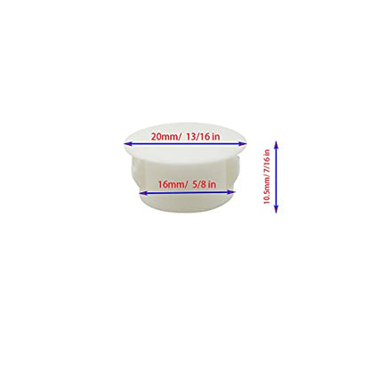 30 Pcs White Hole Plugs 16mm (5/8") Plastic Hole Plugs, Plastic Plug - size: 16mm (5/8")