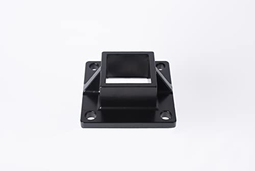 Floor Mount Post Plange for 2" Square Fence Post and Deck Railing, Heavy Duty, Aluminum,Black - size: 2" post flange