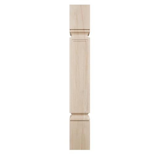 Ekena Millwork COL05X05X35KERW Kent Raised Panel Cabinet Column (Top Block: 6", Bottom Block: 7"), 5"W x 5"D x 35 1/2"H, Rubberwood - color: Rubberwood, size: 5-in. W x 5-in. D x 35.5-in. H