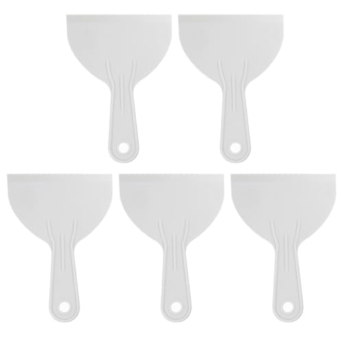 HARFINGTON 5pcs Putty Scraper 4.9" Width 1.5mm Thin Flexible Plastic Putty Knives for Taping Drywall Spreading Painting Wall Scratching Gray - size: 4.9"