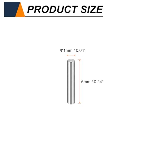 HARFINGTON 50pcs Dowel Pins M1(1mm) x 6mm 304 Stainless Steel Cylindrical Shelf Support Peg Pin Rod Fasten Elements for Metal Devices Wood Furniture DIY Installation, Silver - size: M1 x 6mm