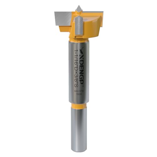 Forstner Bit 3/8 inch Shank, 1-1/16 inch Cutting Diameter, Forstner Drill Bit for Woodworking, Drilling Hole Saw Set, Auger Opener, Hinge Hole Cutter for Plastic, Plywood Products - size: 1-1/16"Diameter,3/8"Shank