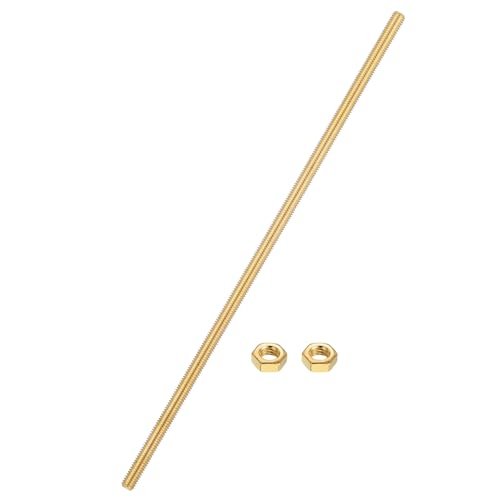 uxcell Brass Fully Threaded Rod, M6x1mm Pitch Right Hand Threads Studs with Solid Brass Hex Nuts, 250mm/10 Long Threaded Screw Rods Fasteners for Anchors Bolts Hangers Clamps - size: M6x1mmmm250mm