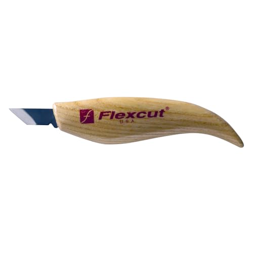 FLEXCUT Wood Carving Knives | Skew Knife | Polished and Honed 1095 High Carbon Steel | Ash Wood Handle | KN11 | Made in the U.S.A. - style: Skew Knife, 5/8 inch