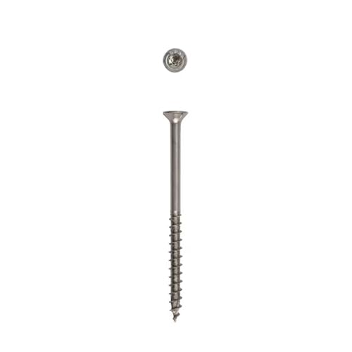 #10 x 3 Exterior Flat Head Construction Wood Screws (1500 pcs) T20+ T-Star Plus Stainless Steel - size: #10 x 3"