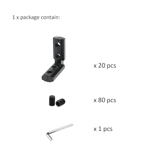 20Pcs Black 10 Series Aluminum Extrusion Profiles 1010 Series L-Shape Interior Corner Connector Joint Bracket with Screws for 10/10 1" x 1" 1 Inch x 1 Inch Extruded Aluminum Profiles - style: 20 set internal bracket with m5