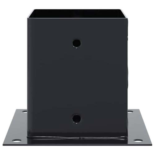 Post Bases Square 12 Pcs Anthracite 4x4 Inches Powder-Coated Steel Fence Support Brackets for Gazebo Porch Railing Mailbox Deck Post Anchors - size: 101 x 101 mm & 12