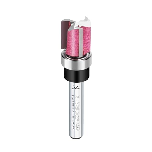 3-Flute Top Bearing Flush Trim Bit 1/4" Shank 1/2" Dia 1/2" Cut Length - size: 1/2"Dia x 1/2" x 1/4"Sh, style: Top Bearing