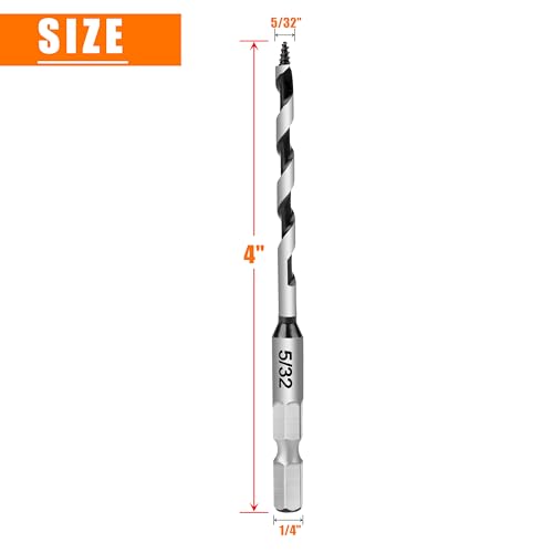 5/32 Inch x 4 Inch Long Ship Auger Drill Bit Set for Wood - size: 5/32"x4"
