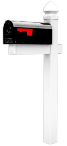 4Ever Products Richmond White Vinyl No-Dig Mailbox Post System with Stake - size: Large