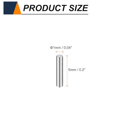 HARFINGTON 50pcs Dowel Pins M1(1mm) x 5mm 304 Stainless Steel Cylindrical Shelf Support Peg Pin Rod Fasten Elements for Metal Devices Wood Furniture DIY Installation, Silver - size: M1 x 5mm
