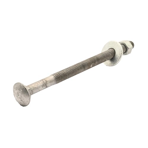 1/2" x 8" (25 Pack) Galvanized Carriage Bolt Kit Grade 307A Includes 1/2" USS Flat Washers (25 pcs) and 1/2"-13 Hex Nuts (25 pcs), Hot Dip Galvanized for Exterior Use by - Fastener Depot
