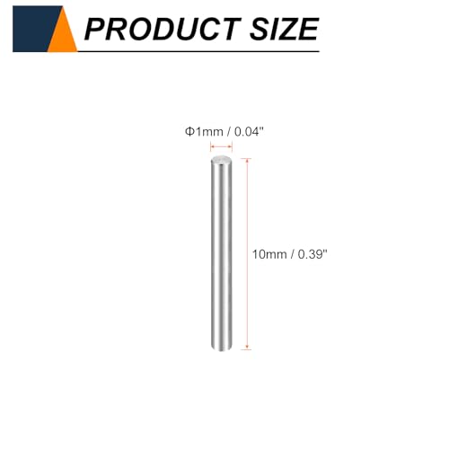 HARFINGTON 55pcs Dowel Pins, M1 x 10mm 304 Stainless Steel Cylindrical Shelf Support Peg Pin Rod Fasten Elements for Metal Devices Wood Furniture DIY Installation, Silver - size: M1 x 10mm